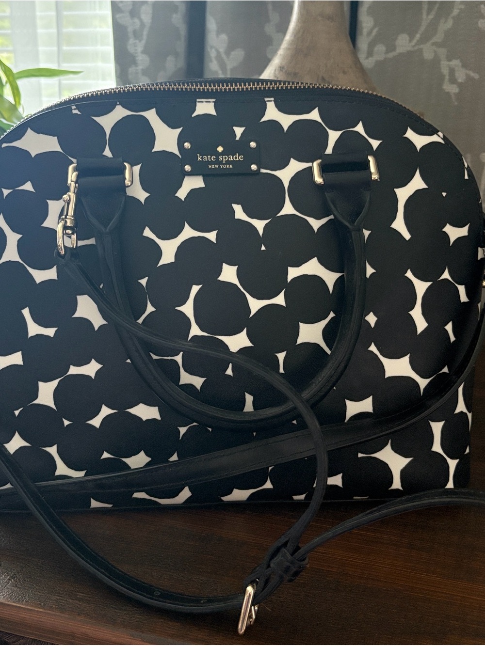 kate spade Black and White Geo Dome Satchel